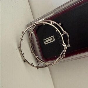 Silver Beaded Hoop Earrings - Unbranded